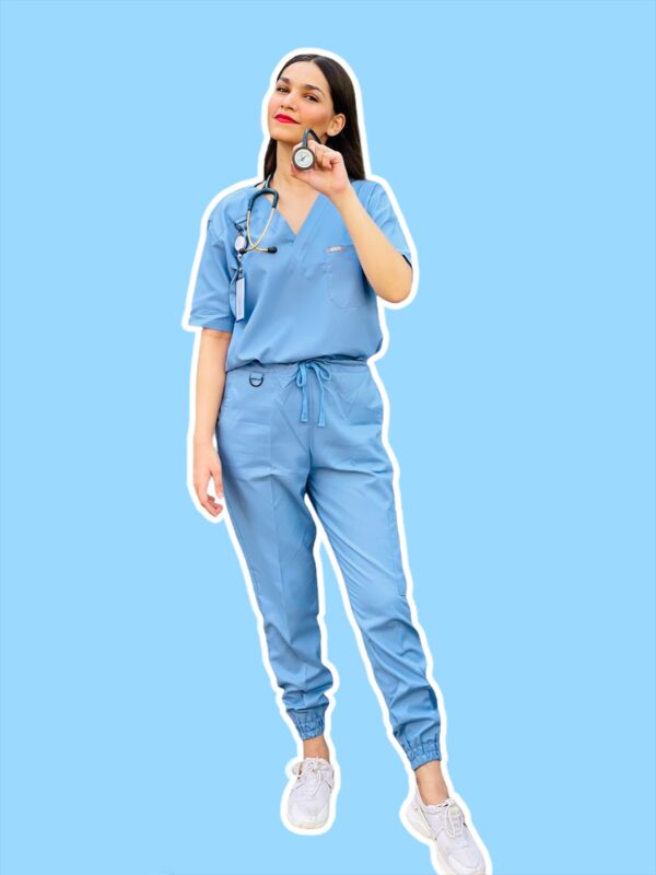 Azure-Ciel Blue Unisex Blended Scrubs - Image 2